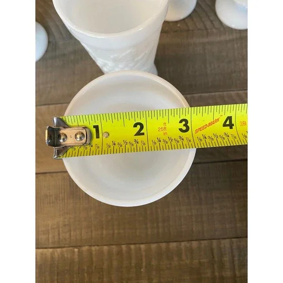 Vintage footed milk glass goblet cups with grapes and vine design - Picture 10 of 12